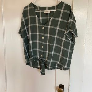 Cropped Plaid Shirt XL